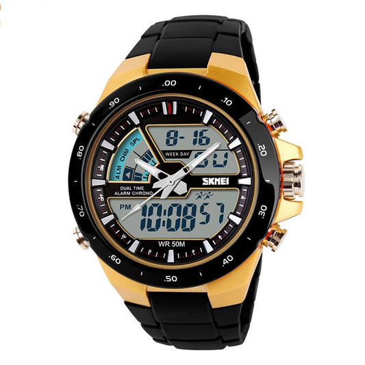 SKMEI 1016 Multifunctional Men Outdoor Sports Noctilucent Waterproof Double Digital Watch (Gold) - Sport Watches by SKMEI | Online Shopping UK | buy2fix