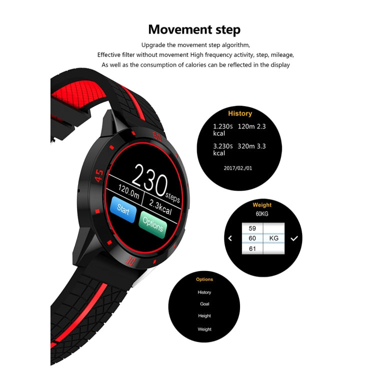 N6 Smart Watch 1.3 inch TFT Screen MTK2502C Bluetooth4.0, Silicone Watch Band, Support Heart Rate Monitor & Pedometer & Sleep Monitor & Sedentary Reminder(Red) - Smart Wear by buy2fix | Online Shopping UK | buy2fix