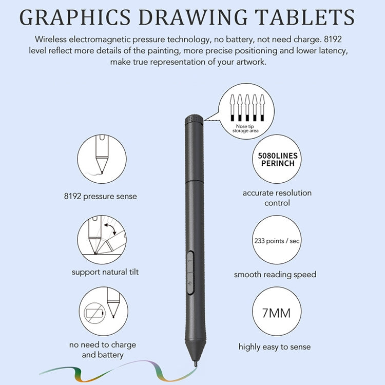 10Moons T503 Drawing Tablet Can Be Connected to mobile Phone Tablet with 8192 Passive Pen(Blue) -  by 10Moons | Online Shopping UK | buy2fix