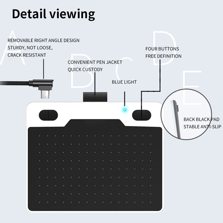 10Moons T503 Drawing Tablet Can Be Connected to mobile Phone Tablet with 8192 Passive Pen(White) -  by 10Moons | Online Shopping UK | buy2fix