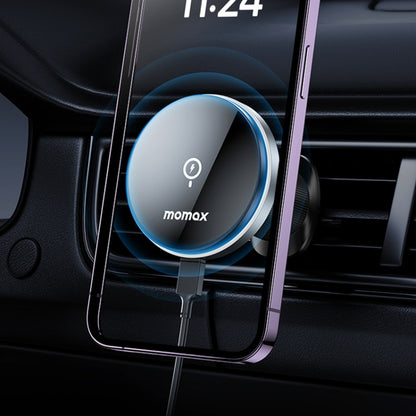 MOMAX CM25A Magnetic Wireless Charger Car Air Outlet Phone Holder - Wireless Charger Holders by MOMAX | Online Shopping UK | buy2fix