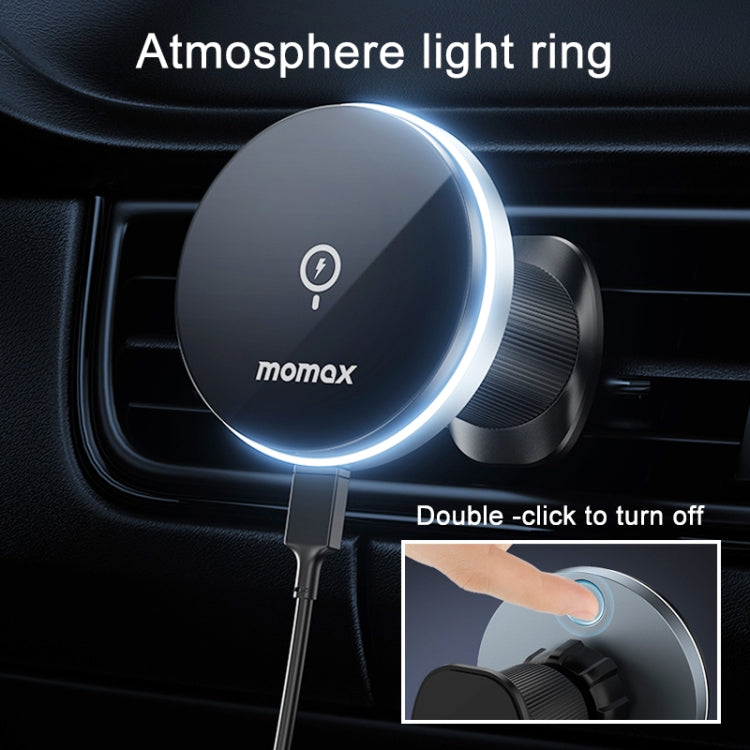 MOMAX CM25B Magnetic Wireless Charger Car Suction Cup Phone Holder - Wireless Charger Holders by MOMAX | Online Shopping UK | buy2fix