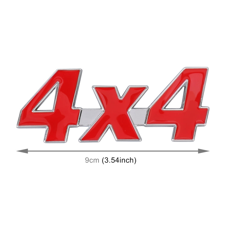 Car Number 4 x 4 Personalized Aluminum Alloy Decorative Sticker, Size: 9 x 3.5 x 2.3cm (Red) - 3D Metal Sticker by buy2fix | Online Shopping UK | buy2fix