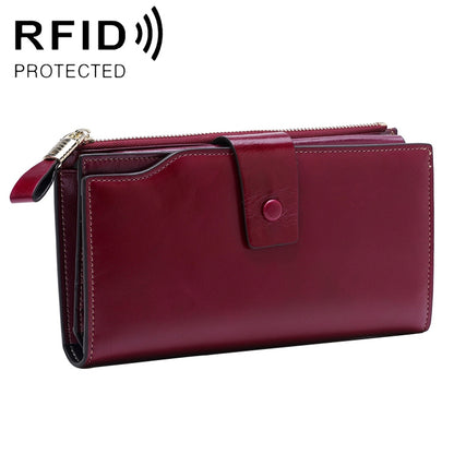 8236 Antimagnetic RFID Multi-function Oil Wax Leather Lady Wallet Large-capacity Purse (Purple) - Home & Garden by buy2fix | Online Shopping UK | buy2fix