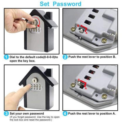 Hut Shape Password Lock Storage Box Security Box Wall Cabinet Safety Box, with 1 Key(Grey) - Security by buy2fix | Online Shopping UK | buy2fix