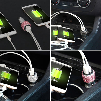 Car Diamond Aluminium Alloy QC3.0 Dual USB Quick Charger(Lake Blue) - In Car by buy2fix | Online Shopping UK | buy2fix