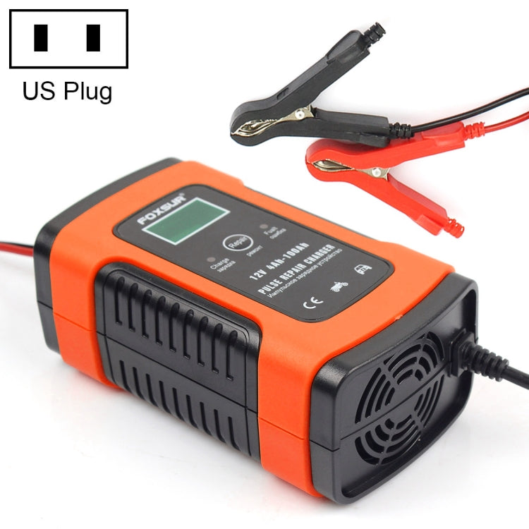 FOXSUR 12V 6A Intelligent Universal Battery Charger for Car Motorcycle, Length: 55cm, US Plug(Red) - In Car by FOXSUR | Online Shopping UK | buy2fix