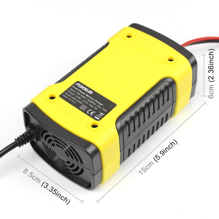 12V 6A Intelligent Universal Battery Charger for Car Motorcycle, Length: 55cm, UK Plug(Yellow) - In Car by FOXSUR | Online Shopping UK | buy2fix