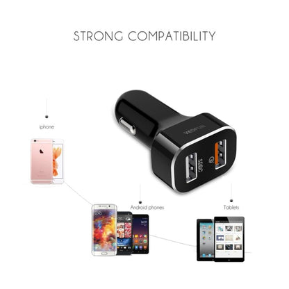 VEDFUN TurboDrive C210 Dual Ports Quick Charge 3.0 + SDDC Technology USB Car Charger for Smartphones and Tablets - In Car by VEDFUN | Online Shopping UK | buy2fix