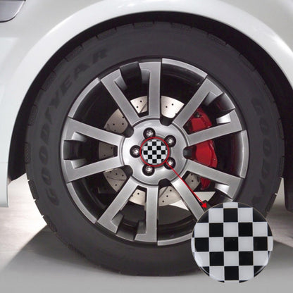 4 PCS White And Black Grid Metal Car Sticker Wheel Hub Caps Centre Cover Decoration - 3D Metal Sticker by buy2fix | Online Shopping UK | buy2fix