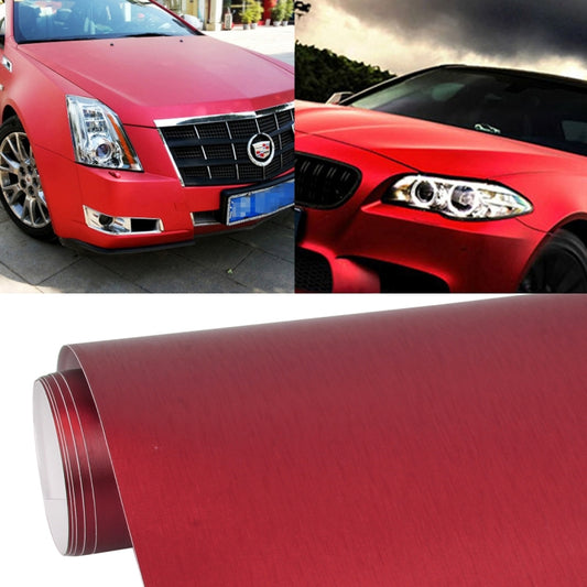 1.52 * 0.5m Waterproof PVC Wire Drawing Brushed Chrome Vinyl Wrap Car Sticker Automobile Ice Film Stickers Car Styling Matte Brushed Car Wrap Vinyl Film (Red) - Auto Film by buy2fix | Online Shopping UK | buy2fix