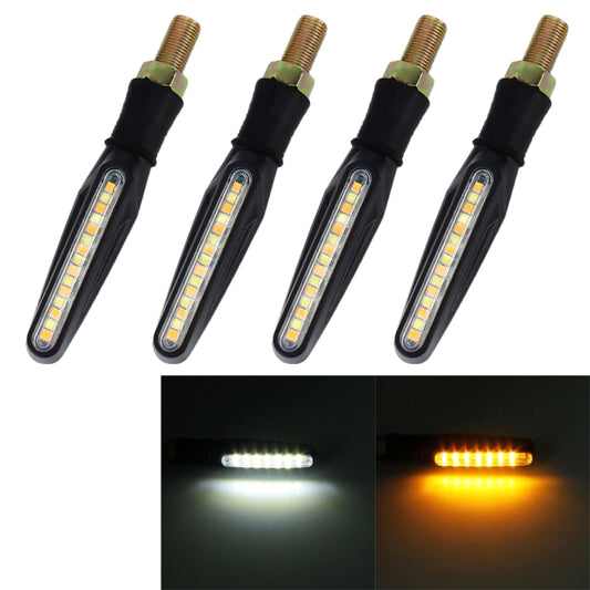 4 PCS DC 12V Motorcycle 15-LED Yellow + White Light Marquee-LED Turn Signal Indicator Blinker Light - Turn Signal by buy2fix | Online Shopping UK | buy2fix