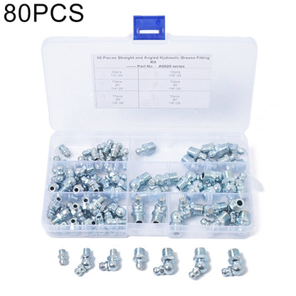 80 PCS Straight and Angled Hydraulic Grease Zerk Fitting SAE Kit - Pipes & Fittings by buy2fix | Online Shopping UK | buy2fix