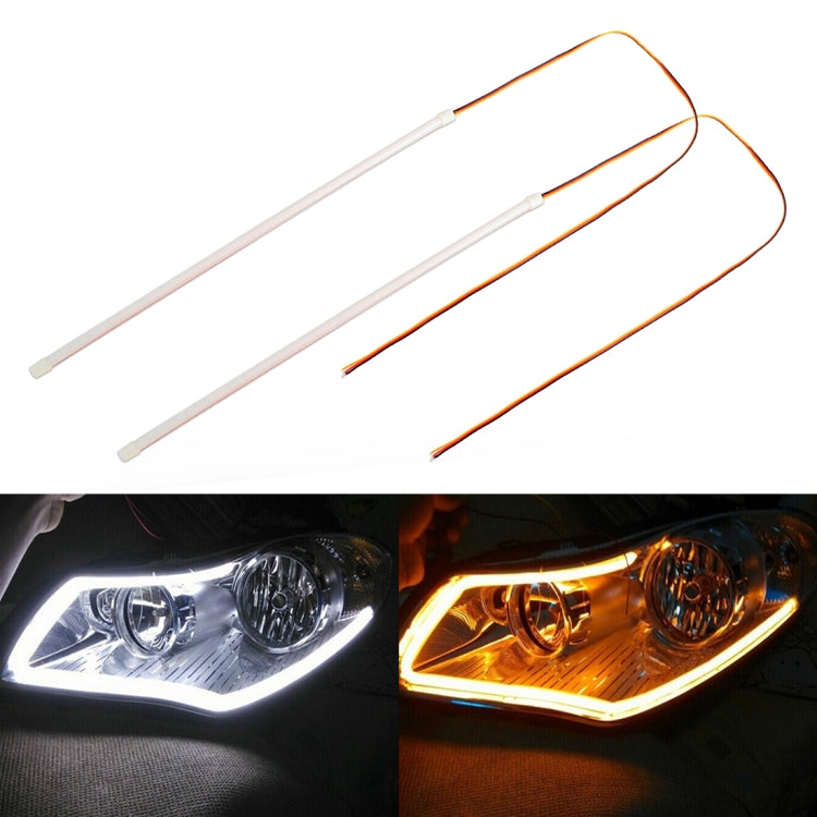 2 PCS 60cm DC12V 5W Ultra-thin Car Auto Double Colors Turn Lights / Running Lights (Turn Lights: Yellow Light; Running Lights: White Light) - Running Lights by buy2fix | Online Shopping UK | buy2fix