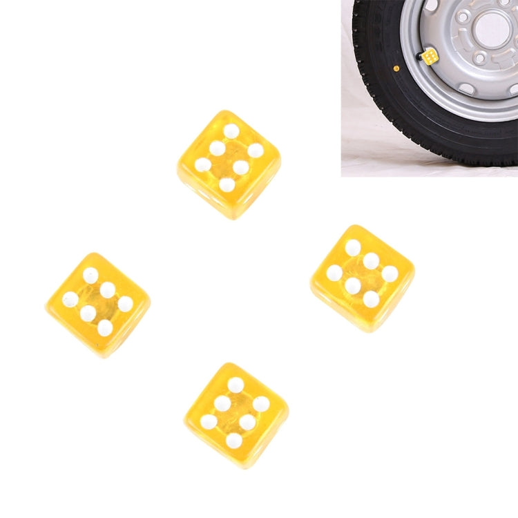 4 PCS Plastic Plated Dice Shape Universal Tire Valve Stem Cap(Yellow) - In Car by buy2fix | Online Shopping UK | buy2fix