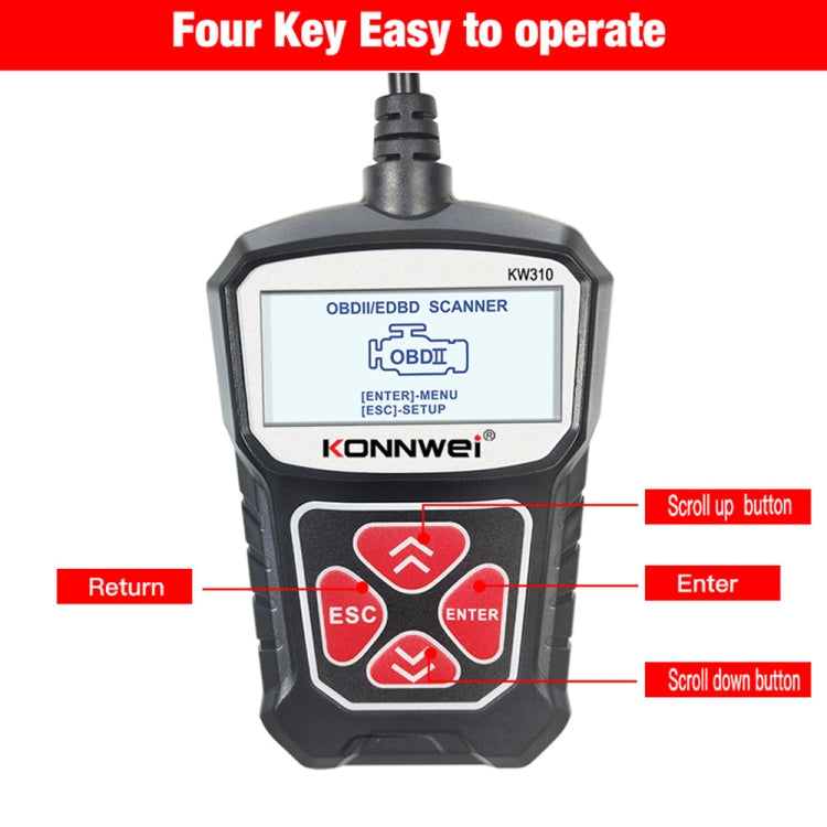 KONNWEI KW310 OBD Car Fault Detector Code Reader ELM327 OBD2 Scanner Diagnostic Tool(Black) - In Car by KONNWEI | Online Shopping UK | buy2fix