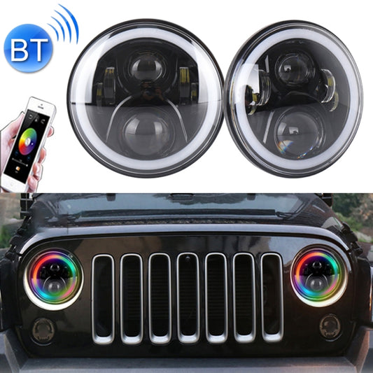 2 PCS 7 inch DC12V 6000K-6500K 50W Car LED Headlight Cree Lamp Beads for Jeep Wrangler / Harley, Support APP + Bluetooth Control - In Car by buy2fix | Online Shopping UK | buy2fix