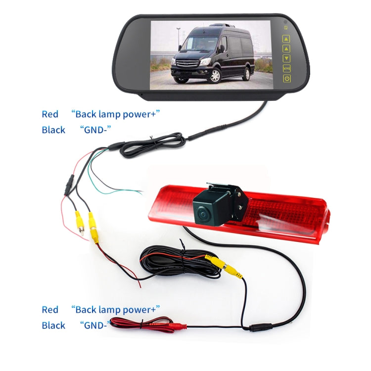 PZ476 Car Waterproof 170 Degree Brake Light View Camera + 7 inch Rearview Monitor for Volkswagen Caddy 2013-2015 - In Car by buy2fix | Online Shopping UK | buy2fix