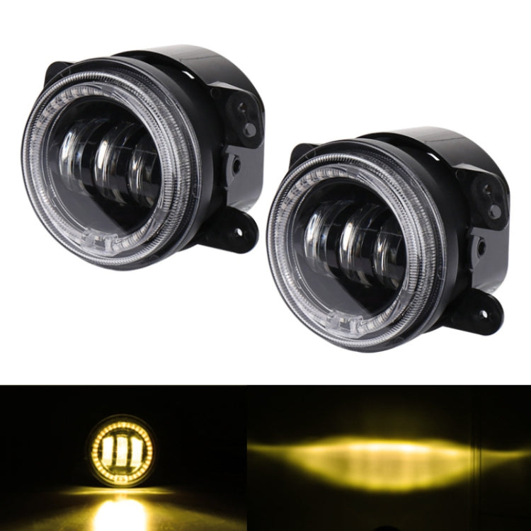 2 PCS DC12V-30V / 30W / 3A / 1440LM 12LEDs  4 inch Car LED Colorful Fog Light, Style: Black Background(Yellow Light) - In Car by buy2fix | Online Shopping UK | buy2fix
