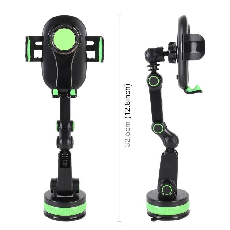 ZP-X0466 Car 360 Degree Rotating Telescopic Folding Round Suction Cup Mobile Phone Holder(Green) -  by buy2fix | Online Shopping UK | buy2fix