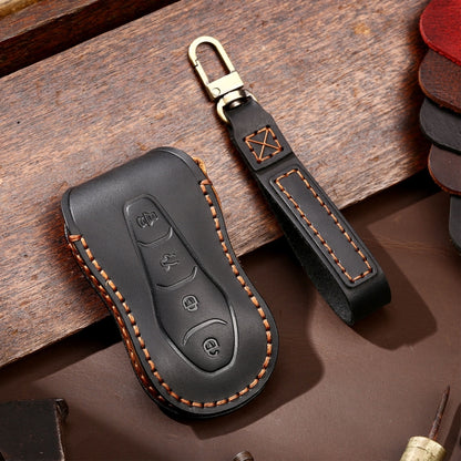 Hallmo Car Cowhide Leather Key Protective Cover Key Case for Geely Emgrand A Style(Black) -  by Hallmo | Online Shopping UK | buy2fix