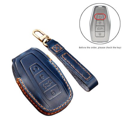 Hallmo Car Cowhide Leather Key Protective Cover Key Case for Geely Emgrand B Style(Blue) - Car Key Cases by Hallmo | Online Shopping UK | buy2fix