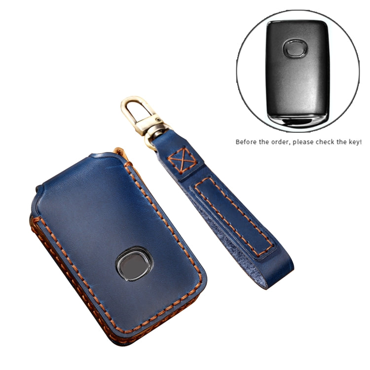 Hallmo Car Cowhide Leather Key Protective Cover Key Case for New Mazda Axela (Blue) - In Car by buy2fix | Online Shopping UK | buy2fix