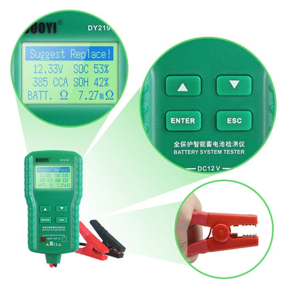 DUOYI DY219A Car 12V / 24V Digital Battery Analyzer Fault Diagnostic Device - In Car by buy2fix | Online Shopping UK | buy2fix