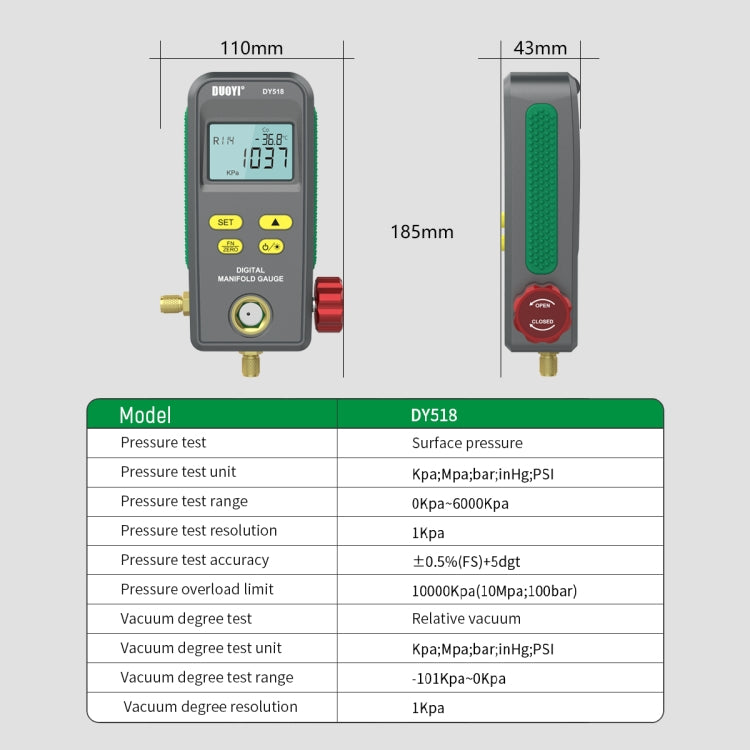 DUOYI DY518 Car Air Conditioning Repair Electronic Refrigerant Meter Air Conditioning Fluoride Meter - In Car by buy2fix | Online Shopping UK | buy2fix