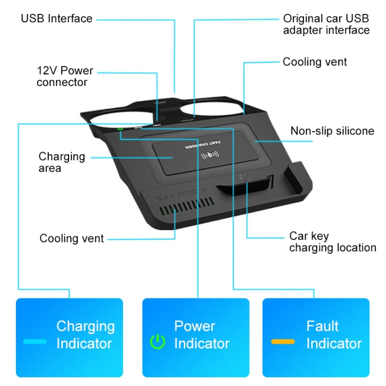 HFC-1016 Car Qi Standard Wireless Charger 10W Quick Charging for BMW M5 2018-2021, Left and Right Driving - In Car by buy2fix | Online Shopping UK | buy2fix