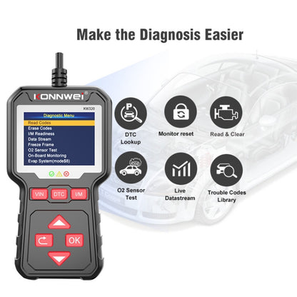 KONNWEI KW320 Car OBD2 Fault Diagnosis Tool - In Car by KONNWEI | Online Shopping UK | buy2fix