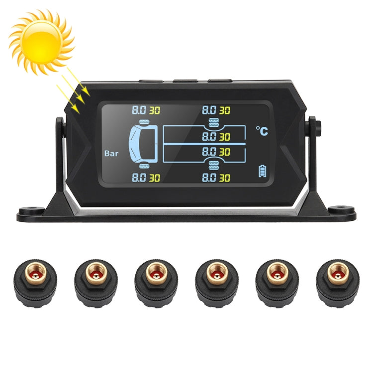 15Bar Solar Wireless Tire Pressure Monitoring System TPMS 6 External Sensors for 6-wheel Truck Bus - In Car by buy2fix | Online Shopping UK | buy2fix