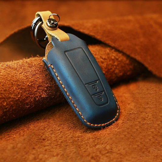 For Toyota Car Cowhide Leather Key Protective Cover Key Case, Two Keys Version(Blue) -  by buy2fix | Online Shopping UK | buy2fix