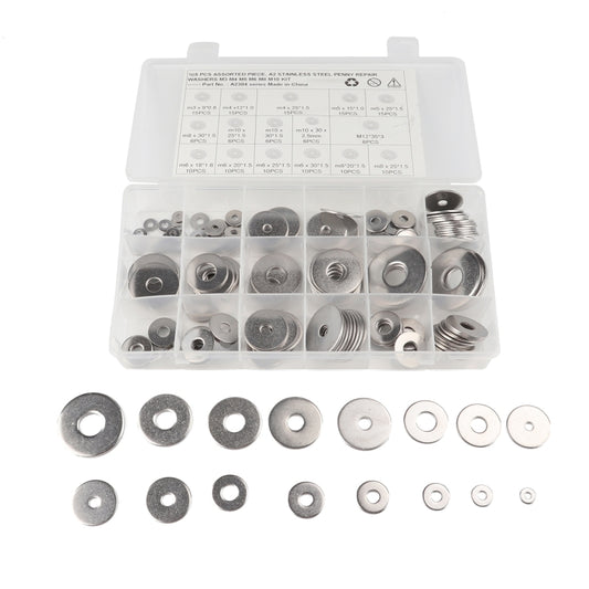 165 PCS Round Shape Stainless Steel Flat Washer Assorted Kit for Car / Boat / Home Appliance - In Car by buy2fix | Online Shopping UK | buy2fix