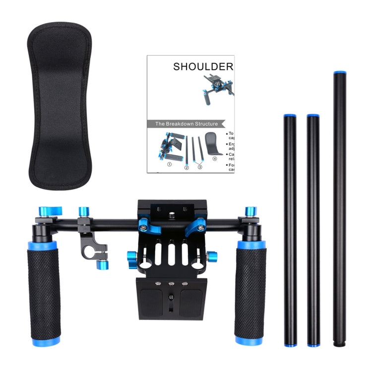 YELANGU YLG0102A-A01 Dual Handle Shoulder Mount Support Kit DSLR Rig(Black) - Camera Accessories by YELANGU | Online Shopping UK | buy2fix