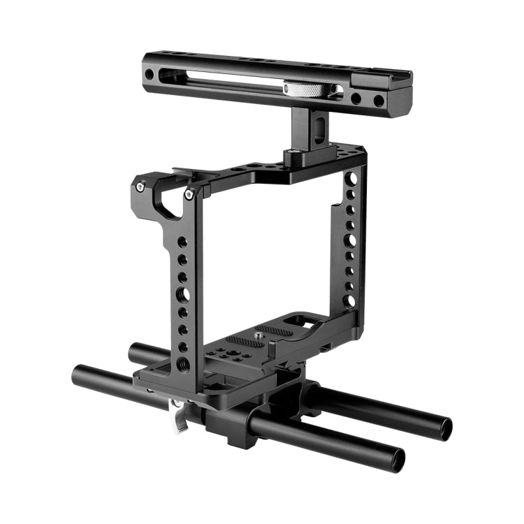 YELANGU C18 YLG0915A-C Video Camera Cage Stabilizer with Handle & Rail Rod Mount for Panasonic Lumix DC-S1H / DC-S1 / DC-S1R(Black) - Camera Accessories by YELANGU | Online Shopping UK | buy2fix