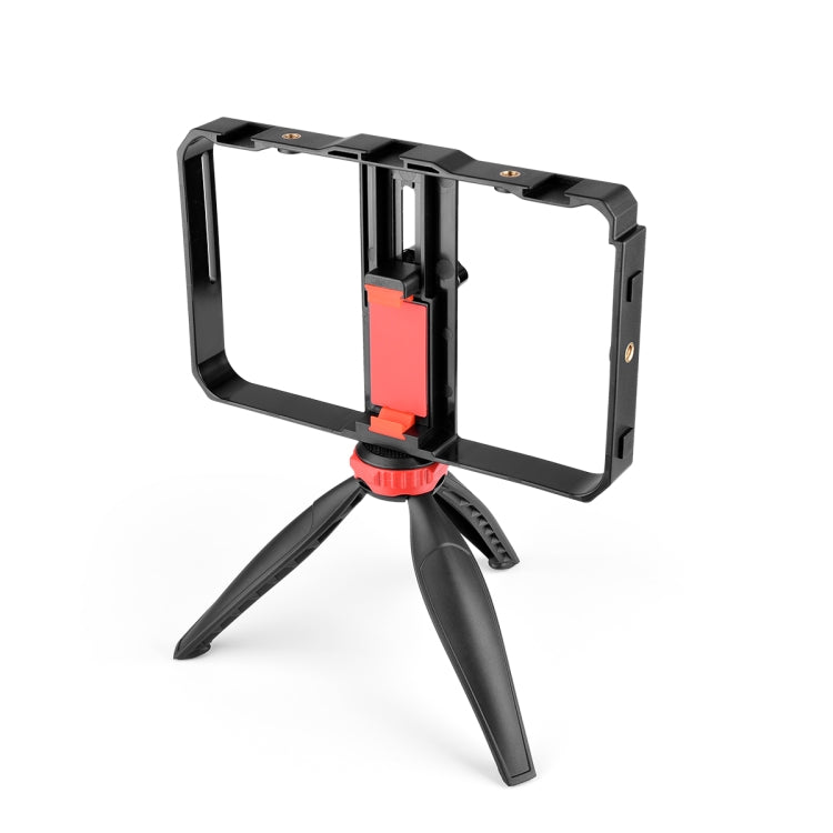 YELANGU PC204 YLG1801D Vlogging Live Broadcast LED Selfie Light Smartphone Video Rig Handle Stabilizer Bracket Kits with Microphone & Tripod - Camera Cage by YELANGU | Online Shopping UK | buy2fix