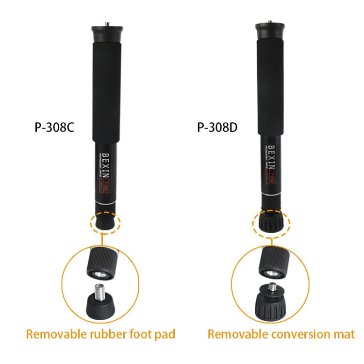 BEXIN P308D Portable Travel Outdoor DSLR Camera Aluminum Alloy Monopod Holder (Black) - Camera Accessories by BEXIN | Online Shopping UK | buy2fix