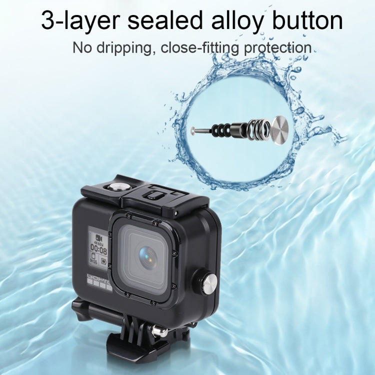 For GoPro HERO8 Black 45m Waterproof Housing Protective Case with Buckle Basic Mount & Screw & (Purple, Red, Pink) Filters & Floating Bobber Grip & Strap & Anti-Fog Inserts (Black) - DJI & GoPro Accessories by buy2fix | Online Shopping UK | buy2fix