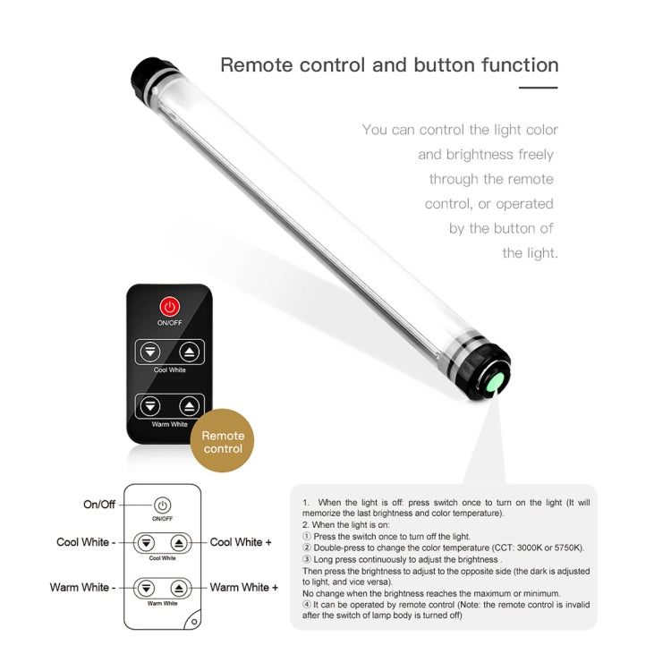 LUXCeO P7 Dual Color Temperature Photo LED Stick Video Light Waterproof Handheld LED Fill Light with Remote Control -  by LUXCeO | Online Shopping UK | buy2fix