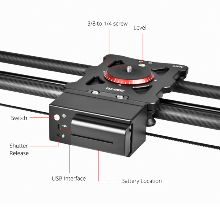 YELANGU L80TC 80cm Electrical Slide Rail Track with 2.4GHz Remote Control for SLR Cameras / Video Cameras (Black) - Camera Accessories by YELANGU | Online Shopping UK | buy2fix