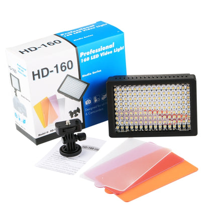 HD-160 White Light LED Video Light on-Camera Photography Lighting Fill Light for Canon, Nikon, DSLR Camera with 3 Filter Plates - Camera Accessories by buy2fix | Online Shopping UK | buy2fix