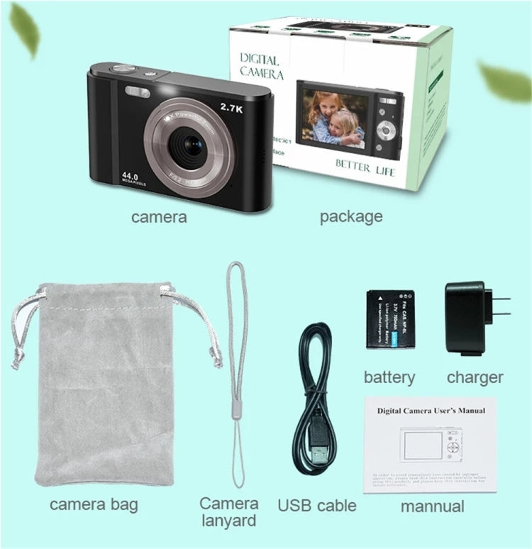 DC302 2.88 inch 44MP 16X Zoom 2.7K Full HD Digital Camera Children Card Camera, AU Plug (Silver) - Consumer Electronics by buy2fix | Online Shopping UK | buy2fix