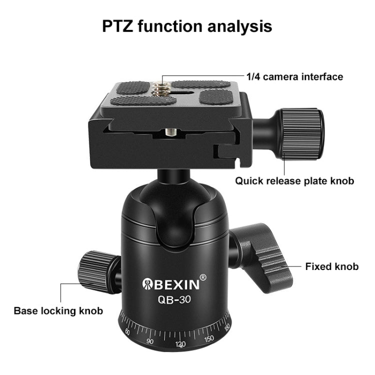 BEIXIN QB-30  360 Degree Rotation Panorama Metal Ball Head with Quick Release Plate - Camera Accessories by BEXIN | Online Shopping UK | buy2fix