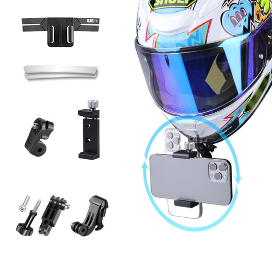 RUIGPRO Action Camera Phone Helmet Mount Kit with J-Hook Buckle & Metal Phone Clamp & Adapter(Black) - DJI & GoPro Accessories by RUIGPRO | Online Shopping UK | buy2fix