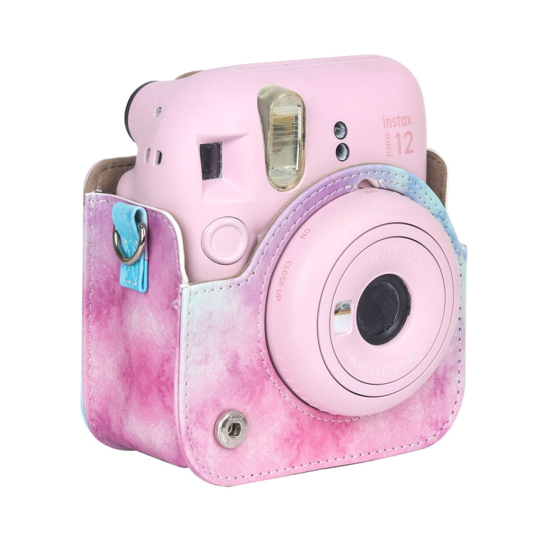 For FUJIFILM instax mini 12 Painted Full Body Leather Case Camera Bag with Strap(Blue Pink)(Black) - Leather Bag by buy2fix | Online Shopping UK | buy2fix