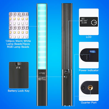 LUXCeO P6 RGB Colorful Photo LED Stick Video Light Handheld APP Control Full Color LED Fill Light (Black) - Camera Accessories by LUXCeO | Online Shopping UK | buy2fix