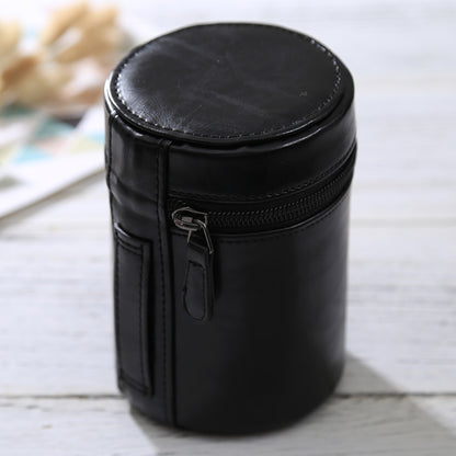 Medium Lens Case Zippered PU Leather Pouch Box for DSLR Camera Lens, Size: 13x9x9cm(Black) - Camera Accessories by buy2fix | Online Shopping UK | buy2fix