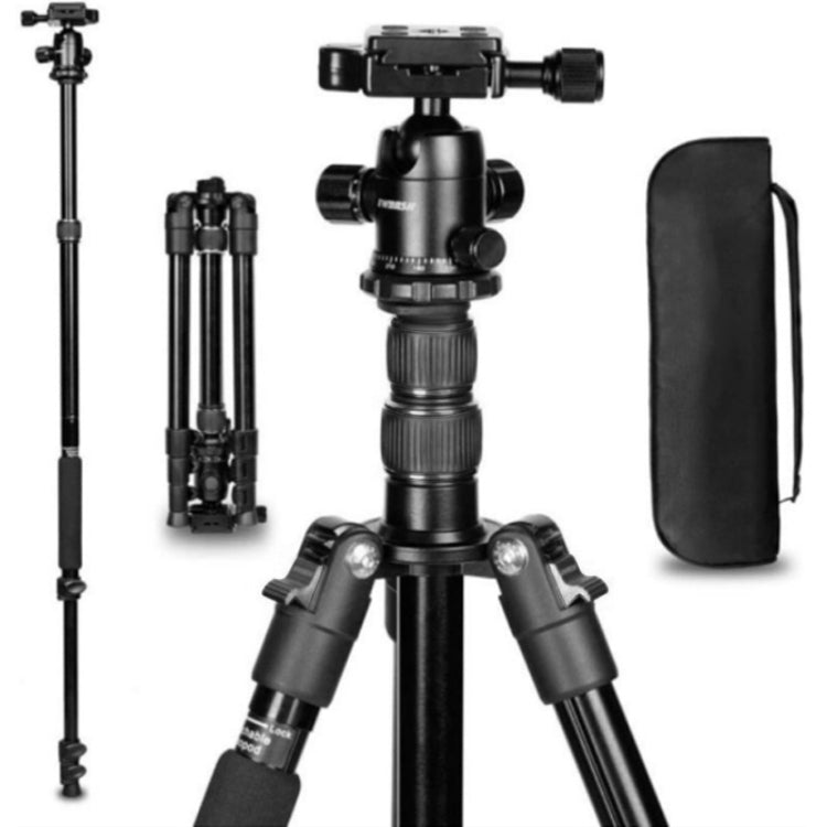 TRIOPO K2508S+B1S Adjustable Portable  Aluminum Alloy Tripod with Ball Head for SLR Camera(Black) - Tripods by TRIOPO | Online Shopping UK | buy2fix