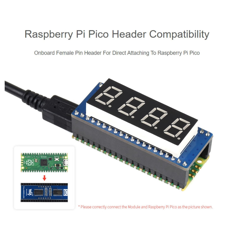 WAVESHARE 4-digit 8-segment Display Module for Raspberry Pi Pico, SPI-compatible - Modules Expansions Accessories by WAVESHARE | Online Shopping UK | buy2fix